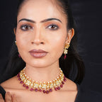 Nisha Necklace Set in Real Ruby