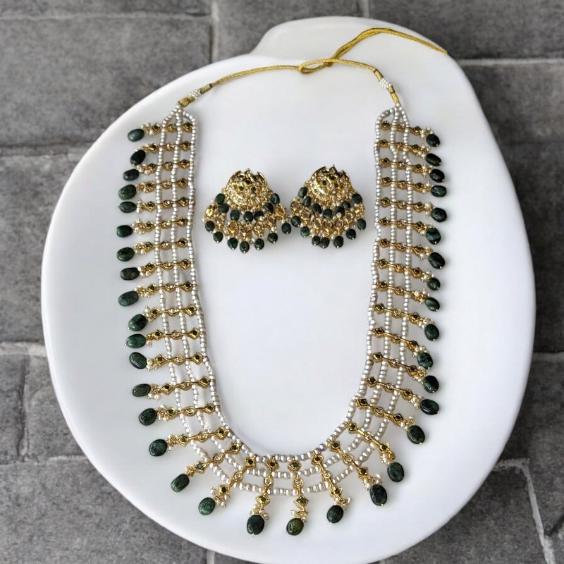 Noor Jahan Haar In real Emerald and Real pearls