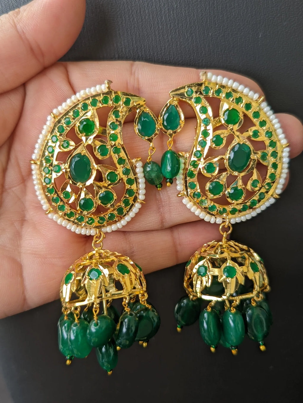 Saman jhumka emerald