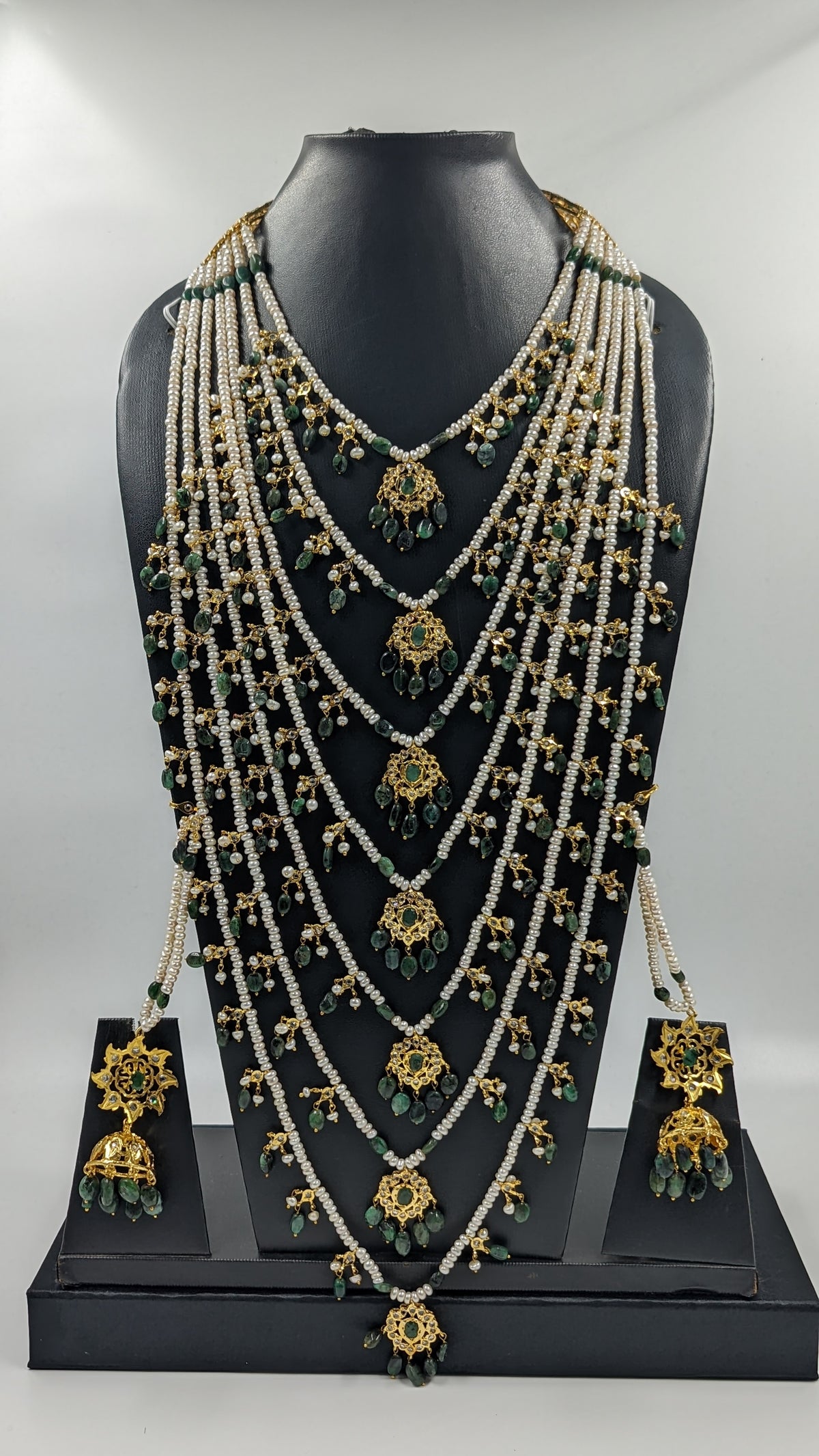 Akbar Satlada In Real Emerald and Real Pearls