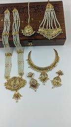 Nudrat Jadau Bridal Jewellery Set In Navratan Pearls