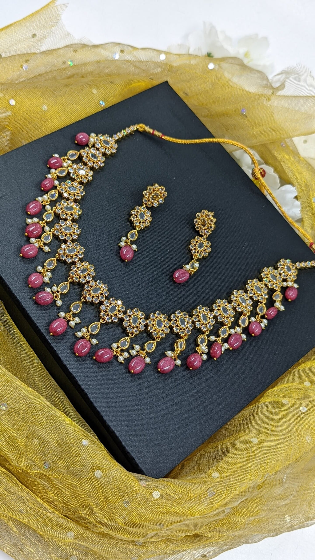 Tanima Necklace set in Real emerald / Real ruby