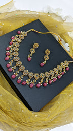 Tanima Necklace set in Real emerald / Real ruby