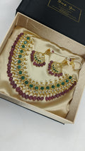 Tazkiya Real Ruby, Real Emerald n Real Pearls necklace set