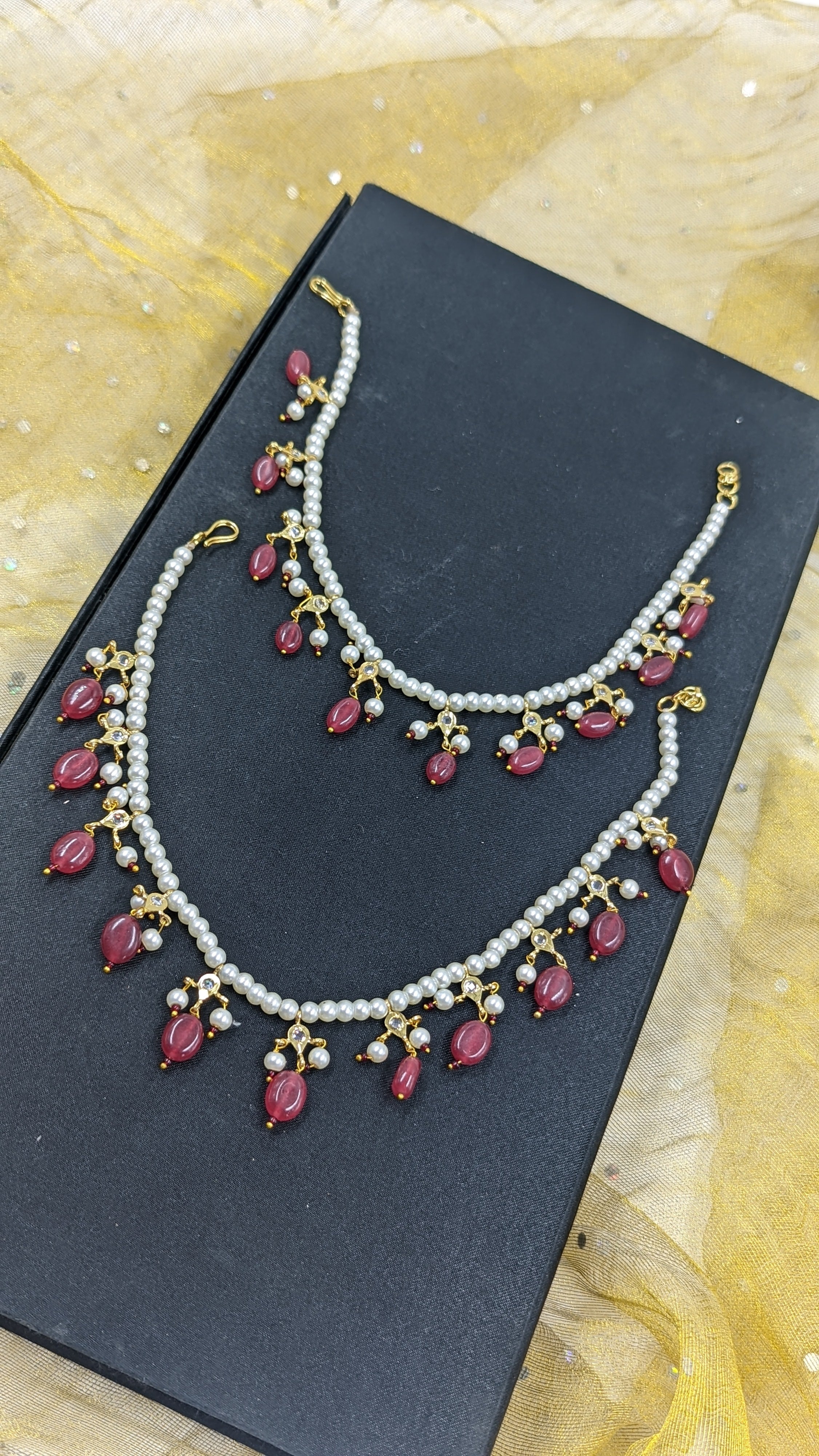 Basira Anklets In Ruby