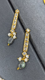 Shaiza Necklace set in Real Emerald and natural raw real pearls