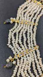 Shaiza Necklace set in Real Emerald and natural raw real pearls