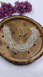 Shaiza Necklace set in Real Ruby and natural raw real pearls