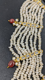 Shaiza Necklace set in Real Ruby and natural raw real pearls