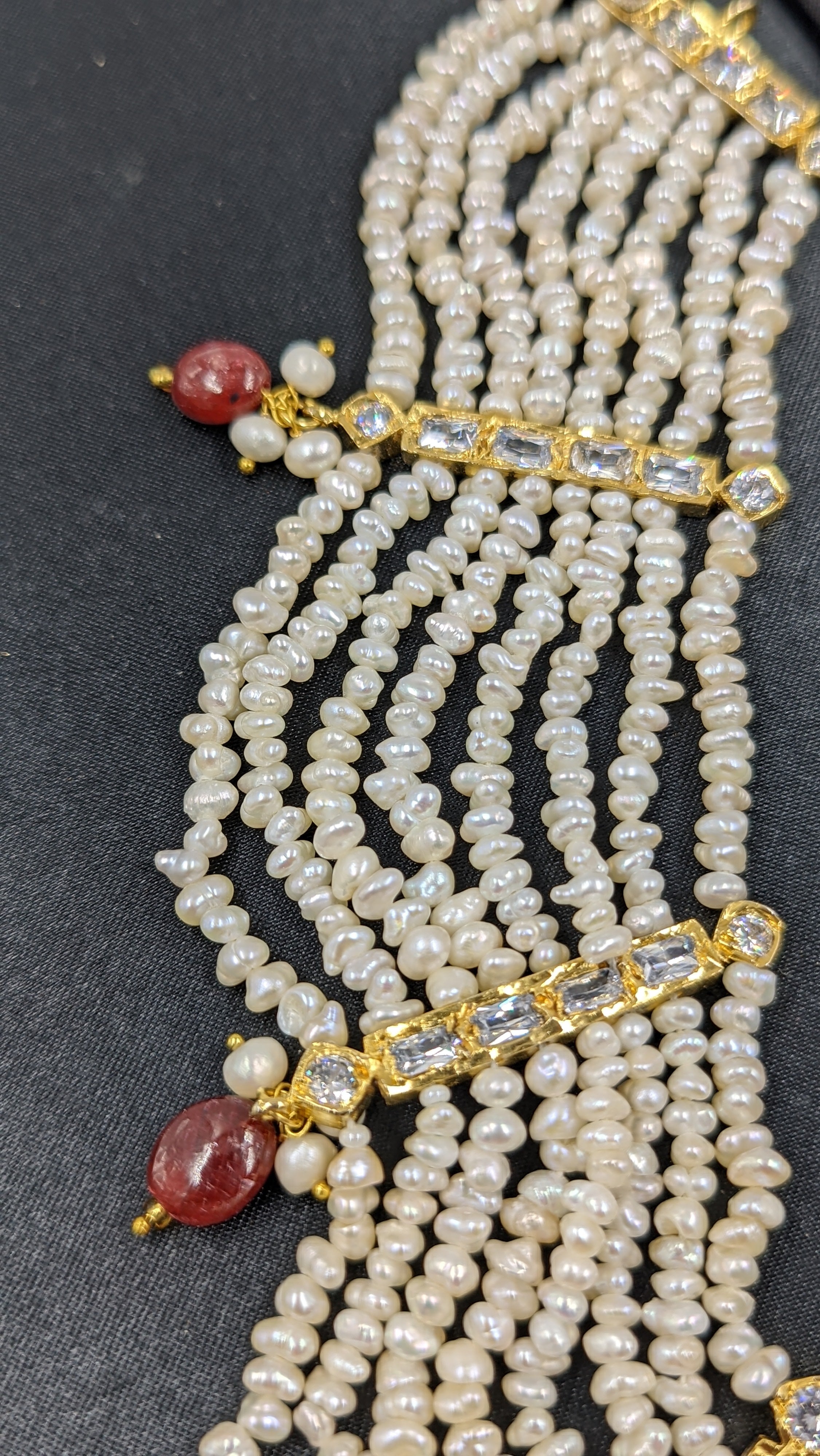 Shaiza Necklace set in Real Ruby and natural raw real pearls