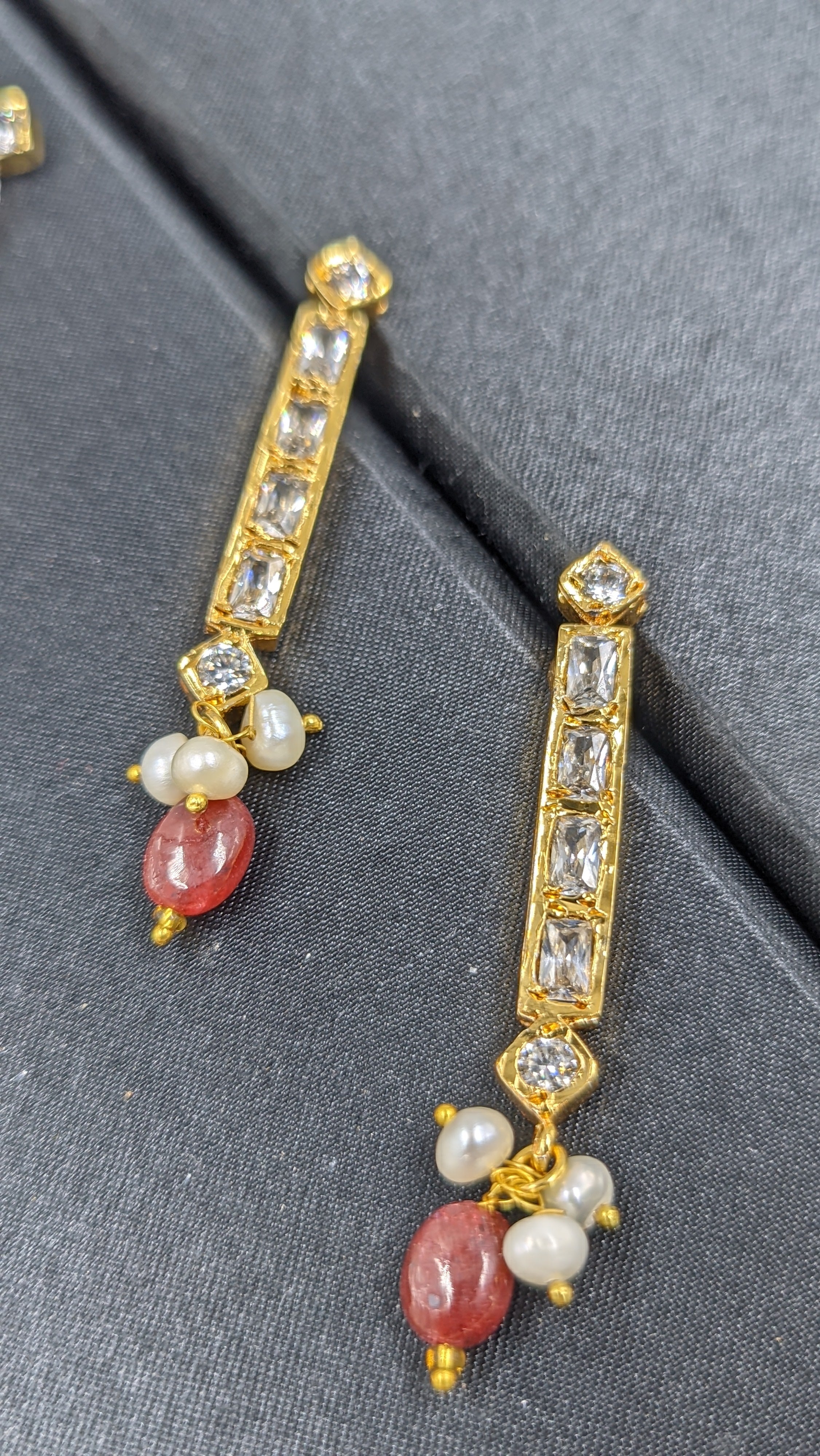 Shaiza Necklace set in Real Ruby and natural raw real pearls