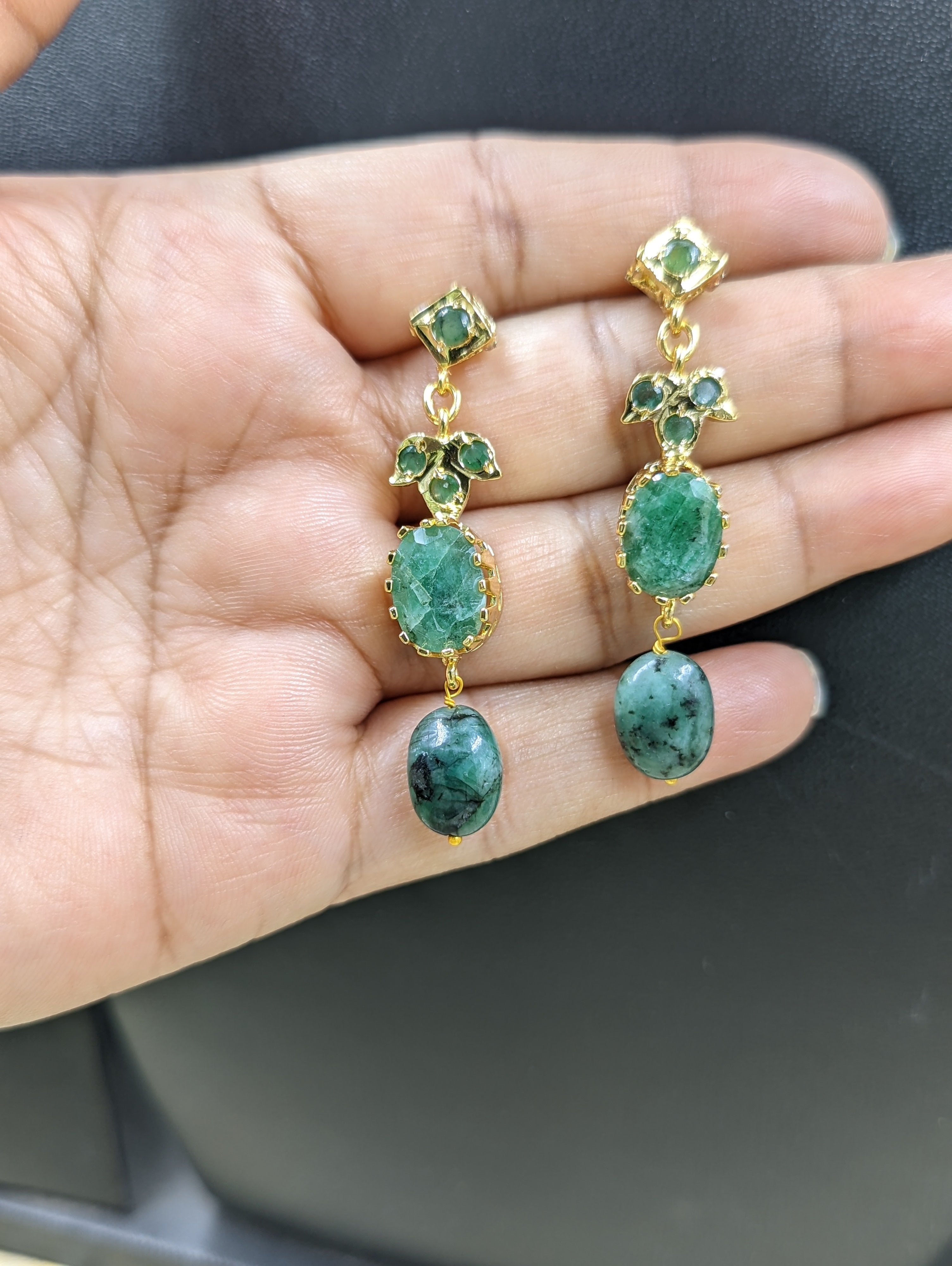 Nayaab Real Emerald Earrings