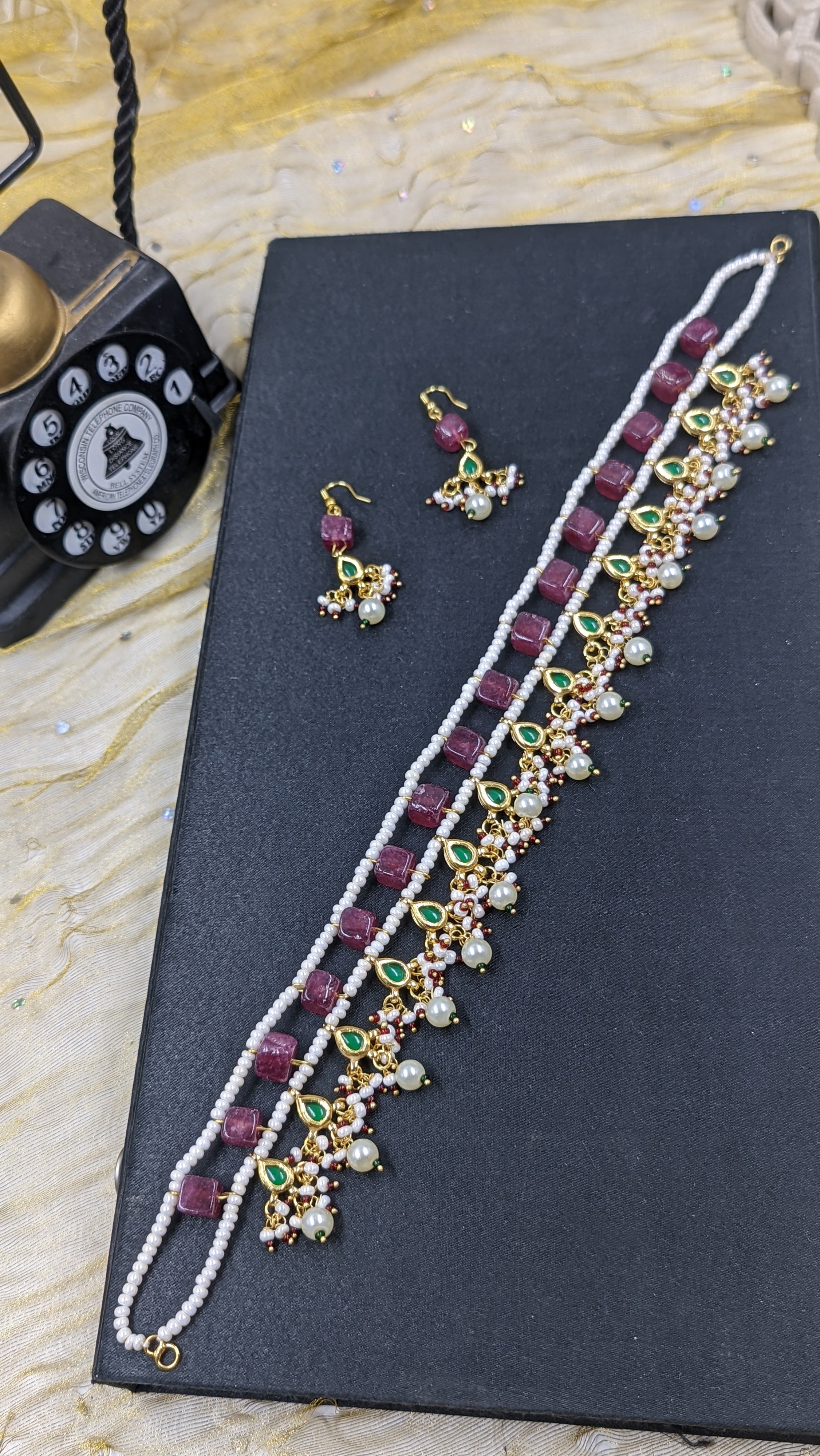 Avni Ruby- Emerald Chokar Set