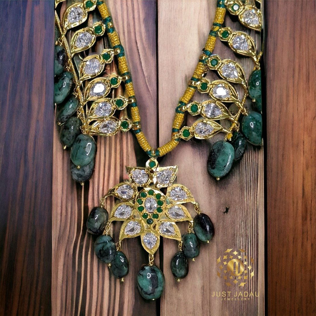 Pathani Haar in Moisseenite and  Real Emerald