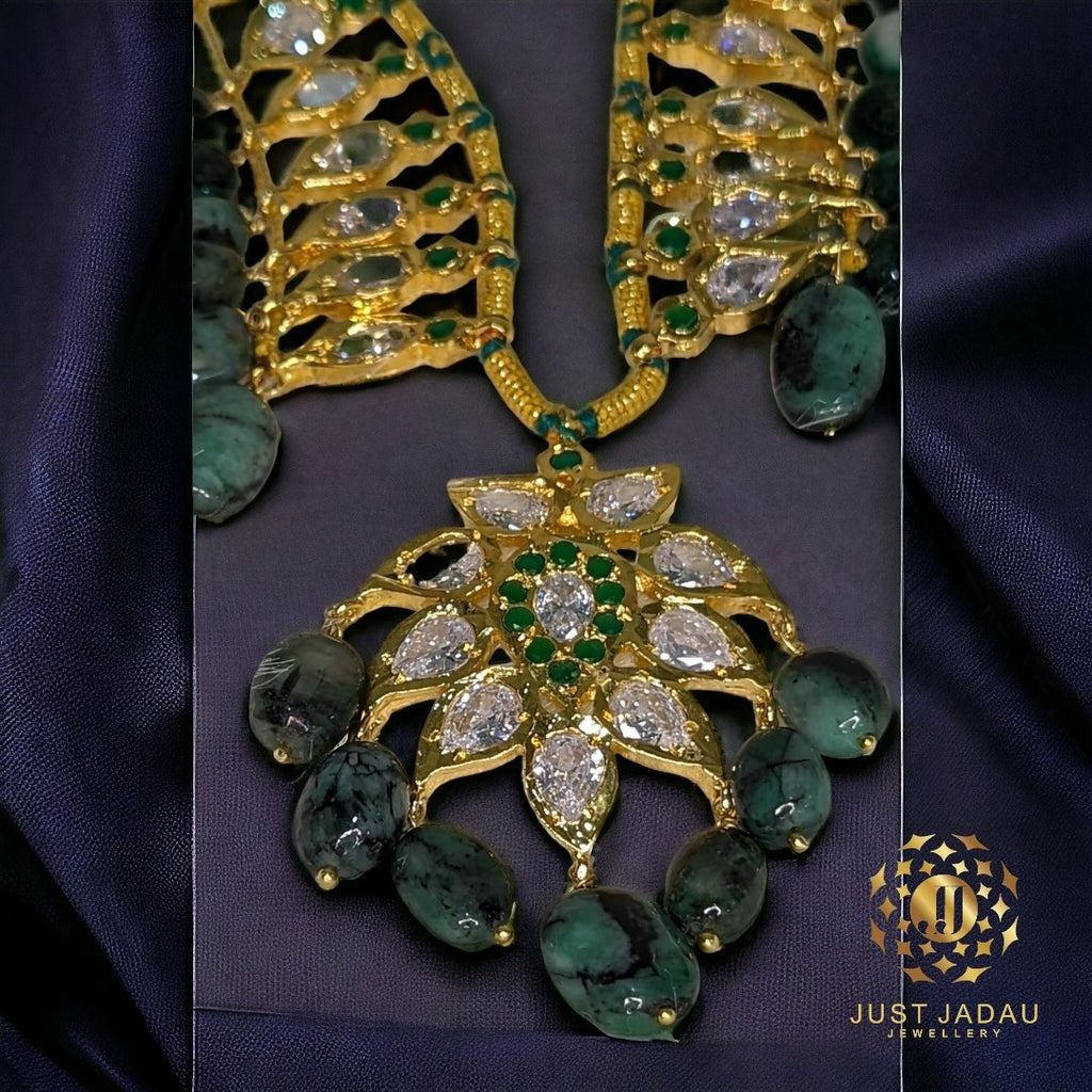 Pathani Haar in Moisseenite and  Real Emerald