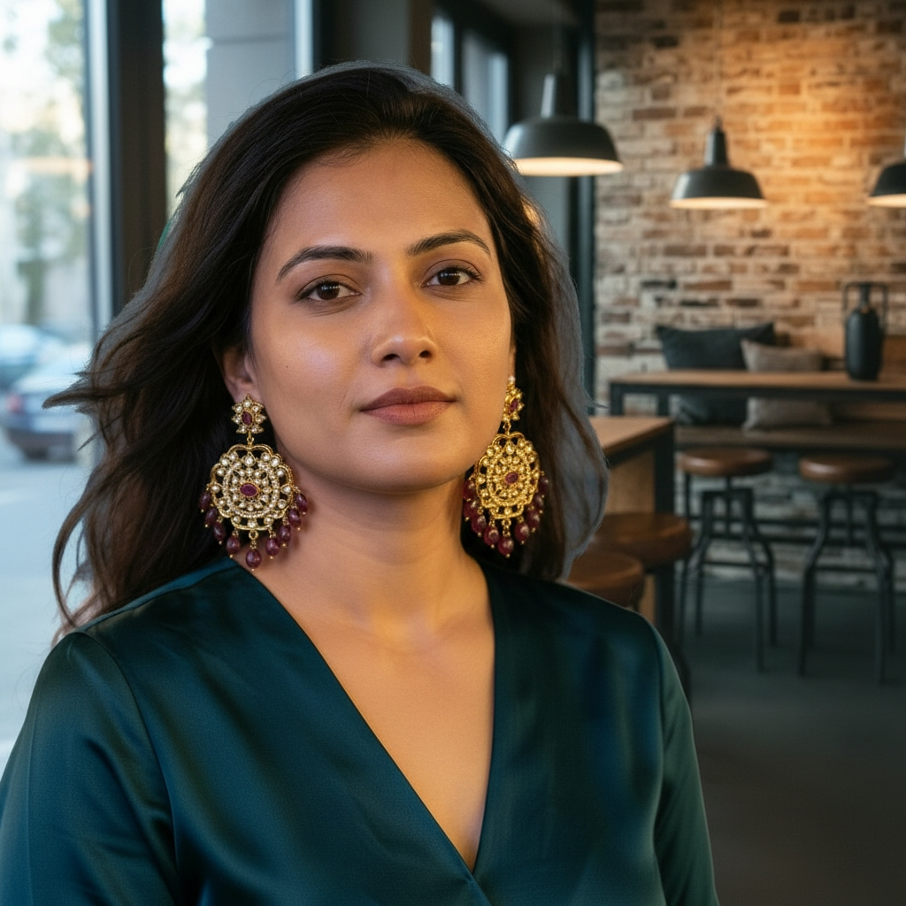 Kahkashan Chandbali in Ruby