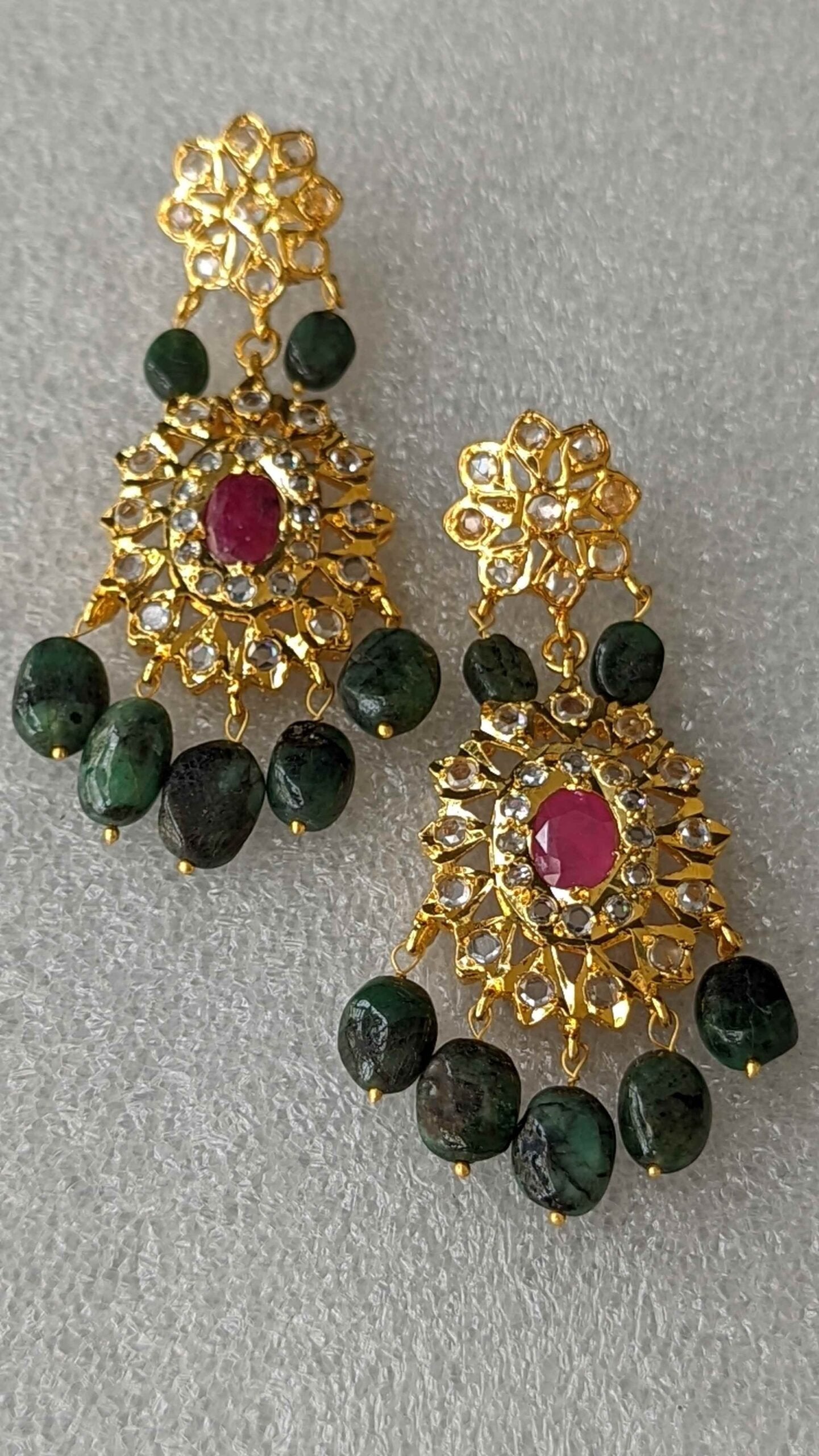 Rifa Earrings in Real Emerald n Real Ruby