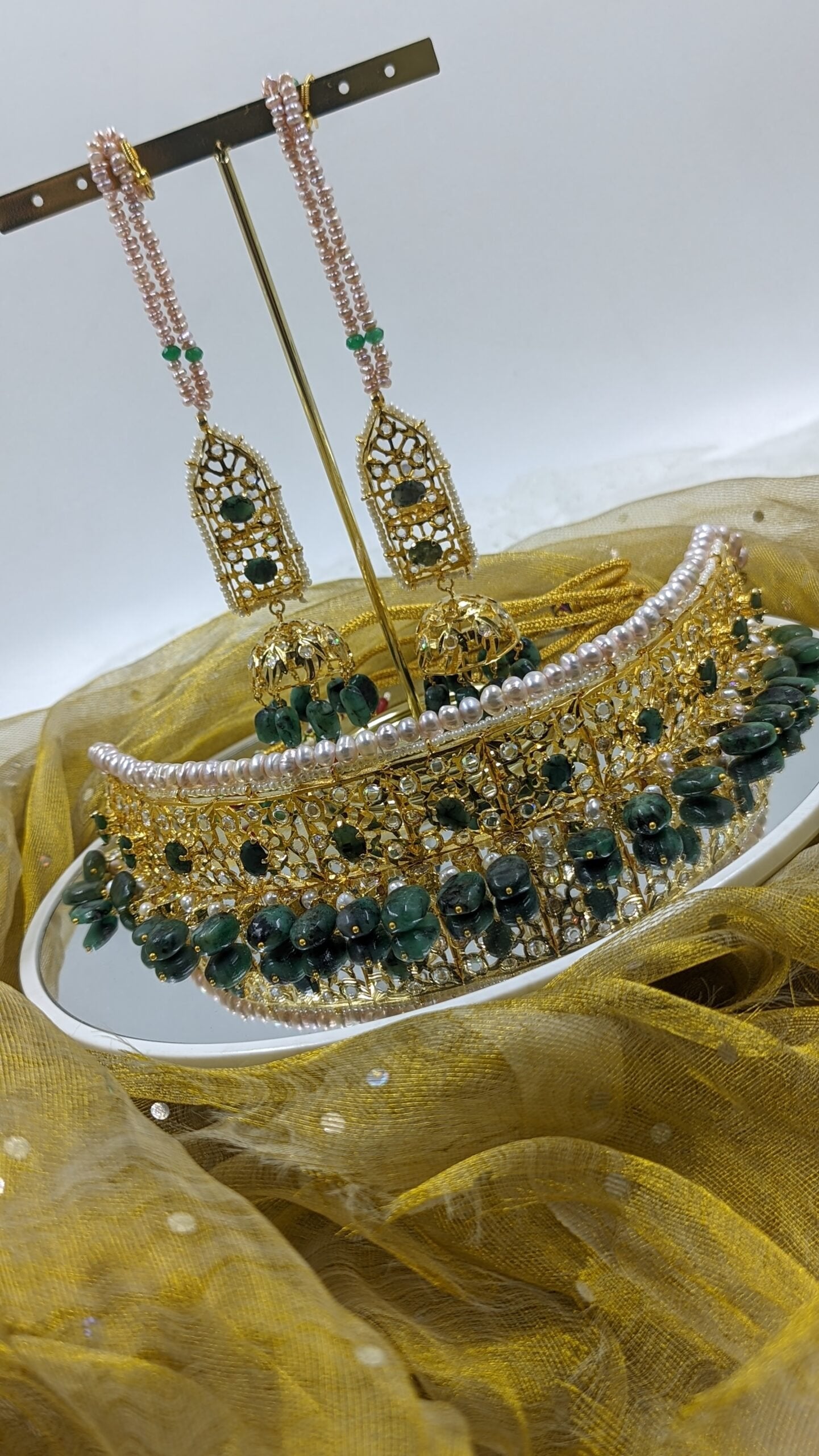 Rukhsana Bridal Set in real Emerald n Real Pearls