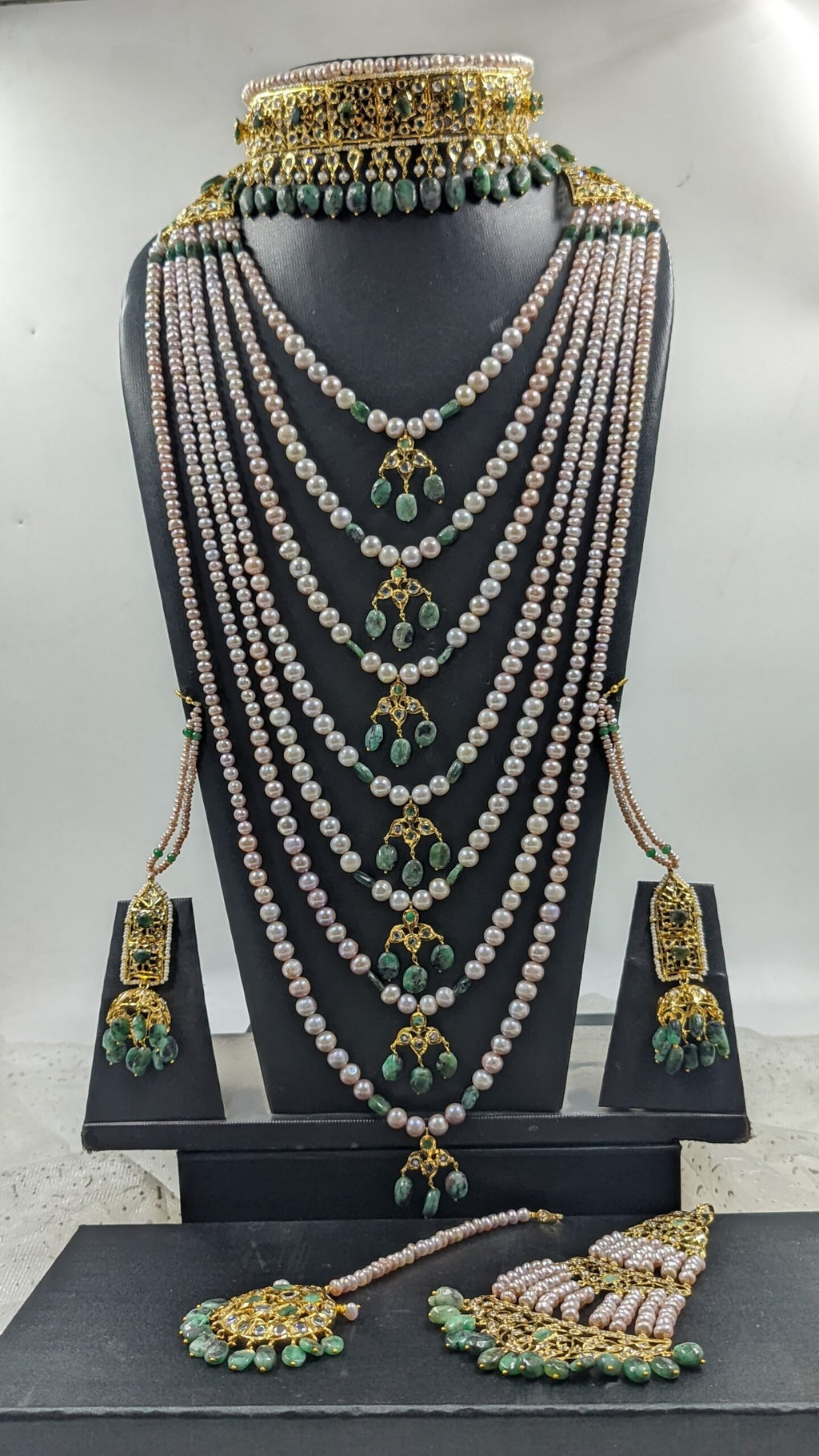 Rukhsana Bridal Set in real Emerald n Real Pearls
