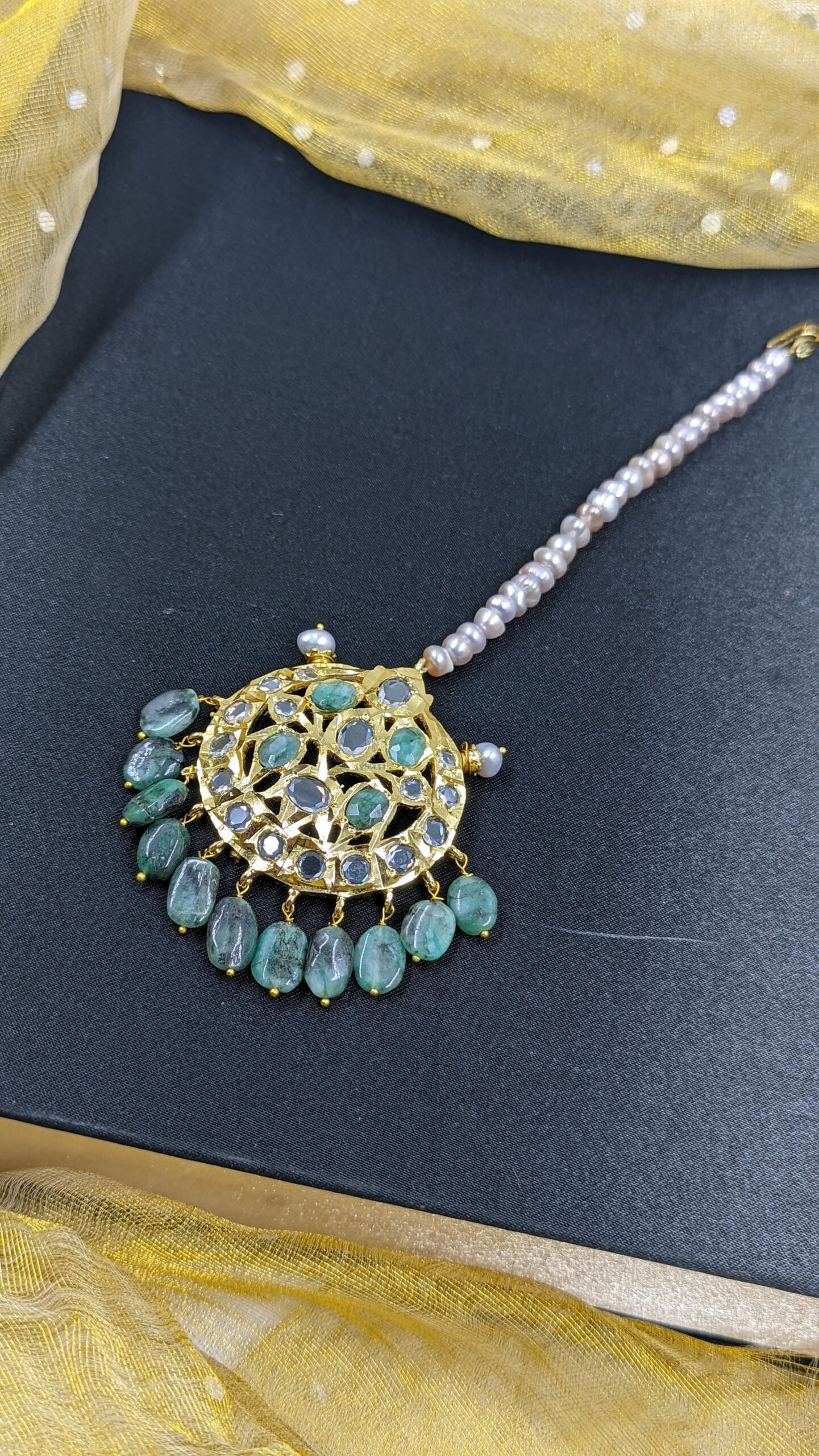 Rukhsana Bridal Set in real Emerald n Real Pearls