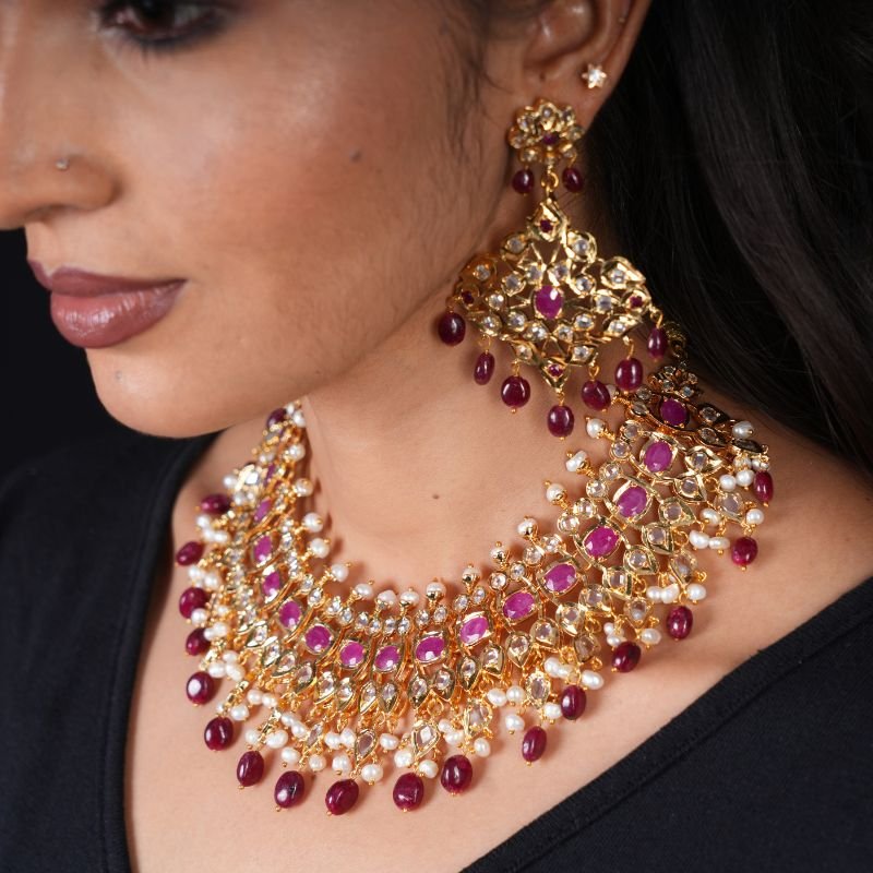 Shabiasta Necklace Set in real Ruby