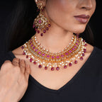 Shabiasta Necklace Set in real Ruby