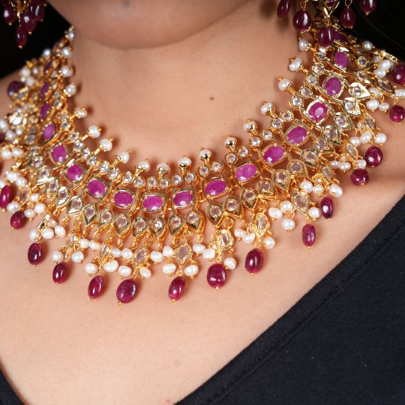 Shabiasta Necklace Set in real Ruby
