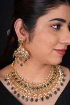 Shabista Necklace Set in Real Emerald
