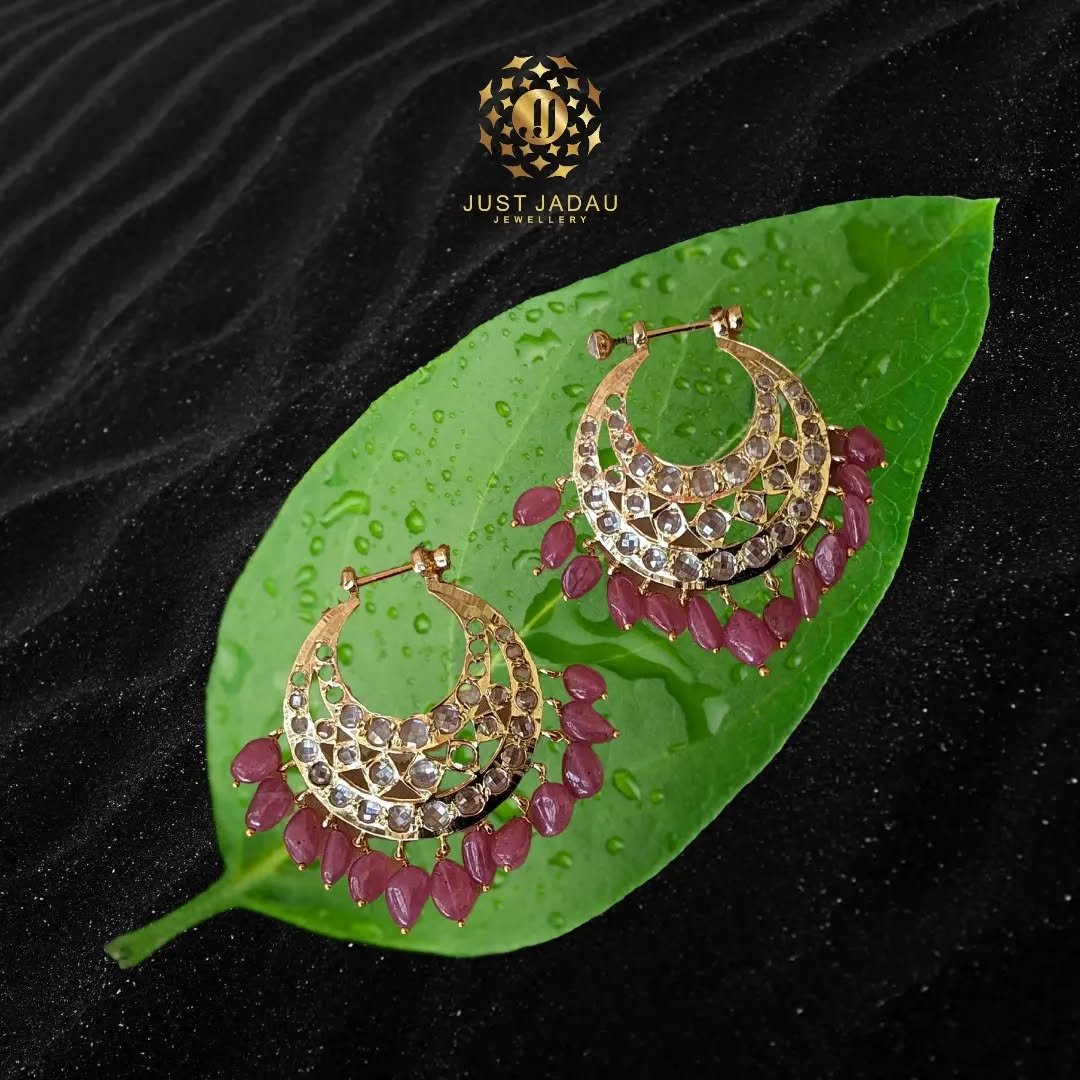 Sia Screw Chandbali In Antique Pink Real Ruby