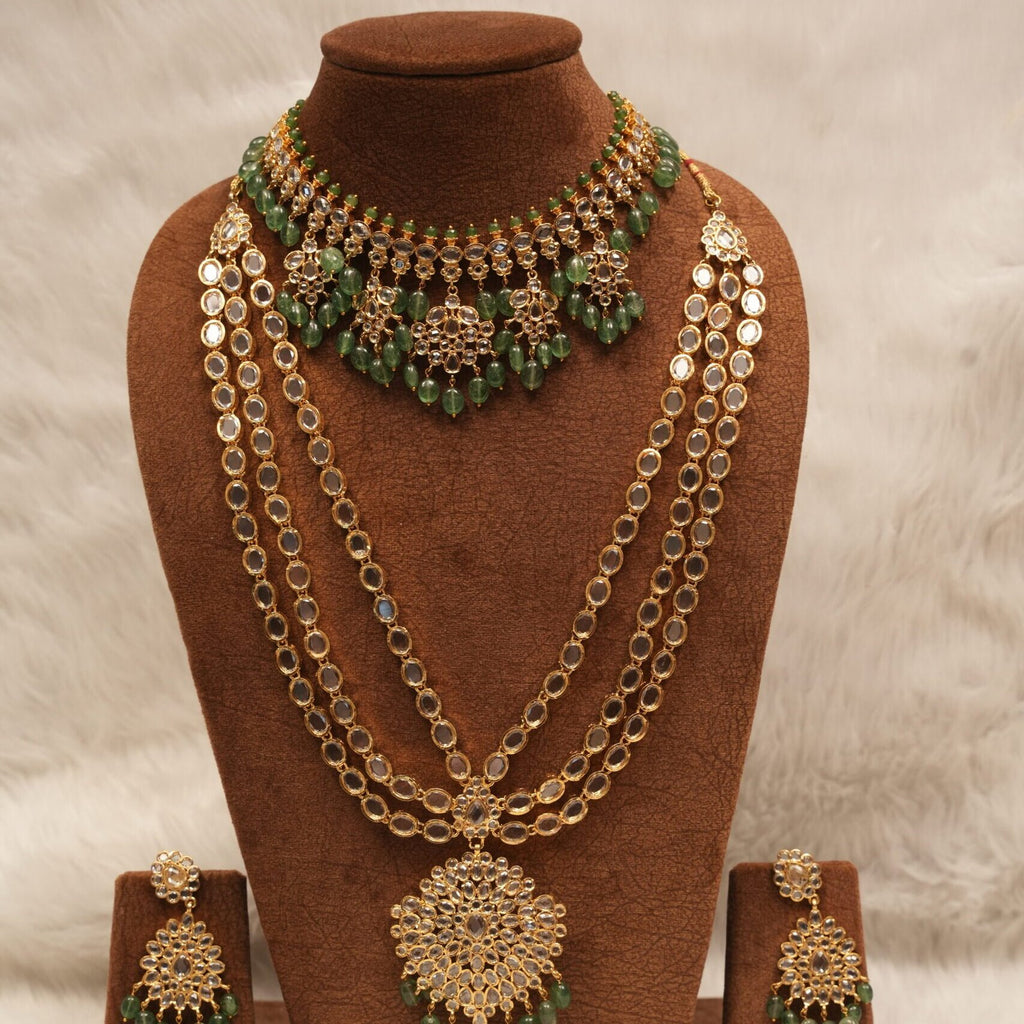 Sidra Bridal Set in Real Emerald/Real Ruby