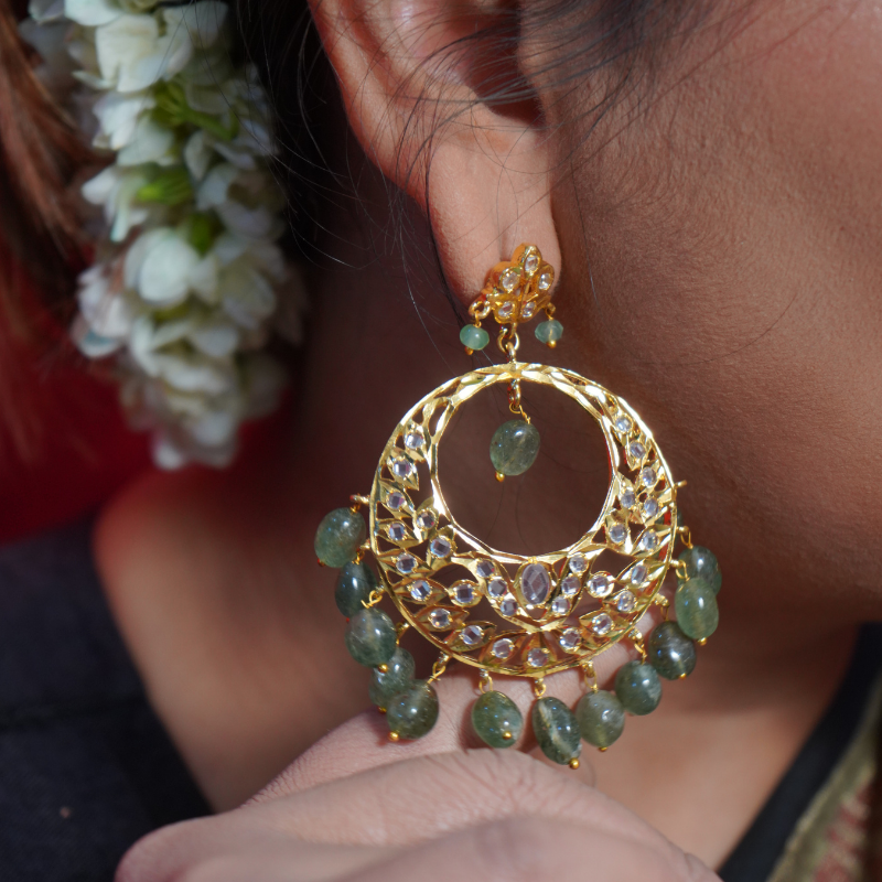 Adlin  Chandbali in Real Emeralds