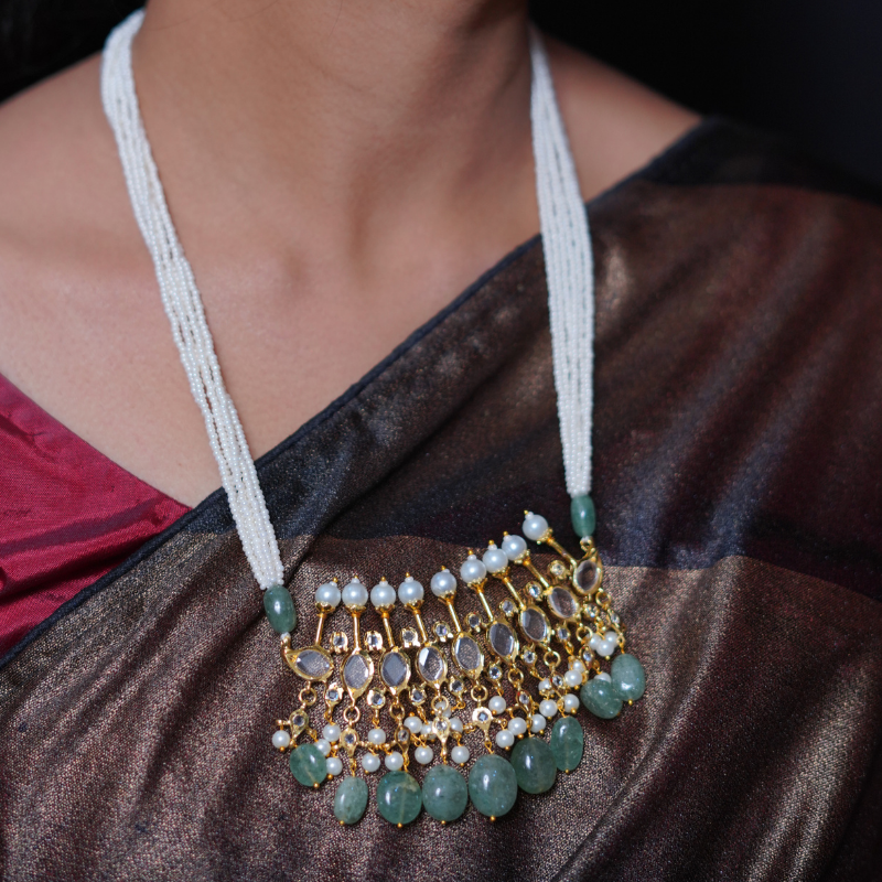 Tirmani In Real Emerald with Screw Chandbali