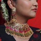 Ariya Jadau Choker Set In Navratan Stone