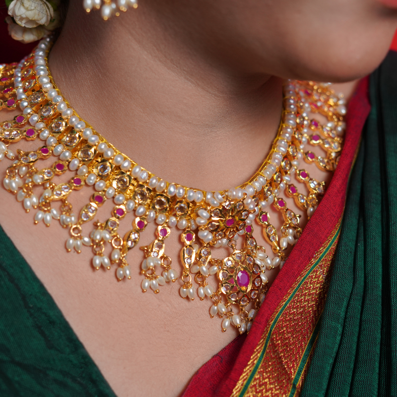 Yasmeen Champakali in Ruby & Real Pearl
