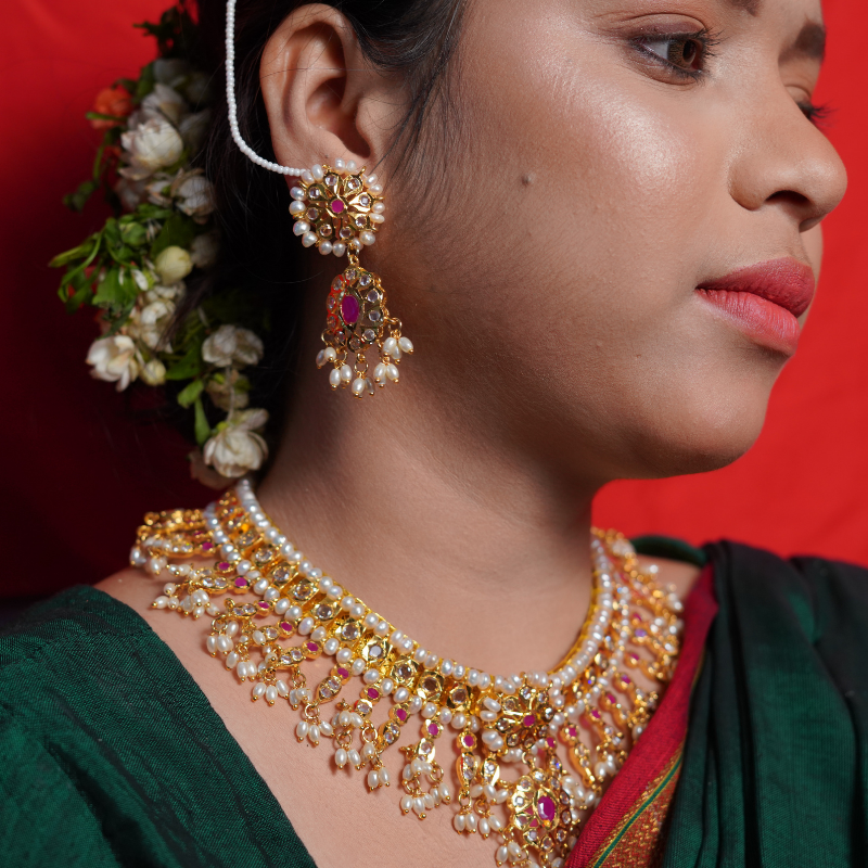 Yasmeen Champakali in Ruby & Real Pearl