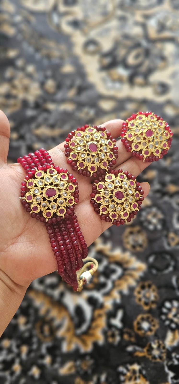 Nasra Jadau Choker Set With Finger Ring