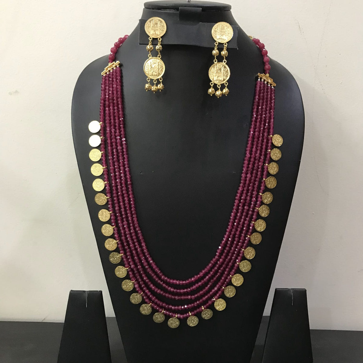 Ashrafi Layered Haar in Ruby Beads