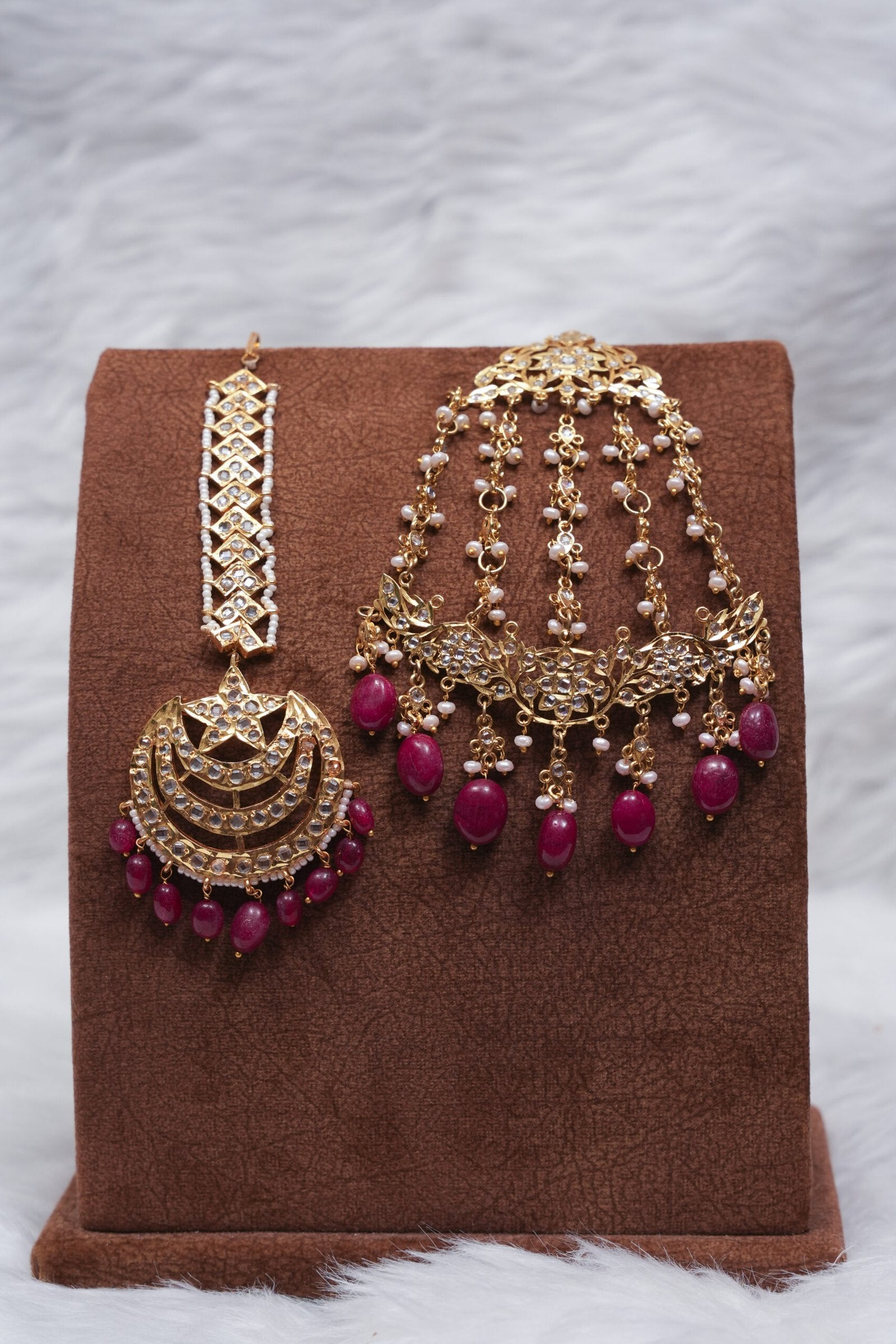 Zofisha Jhumar-Tika Set in Real Ruby