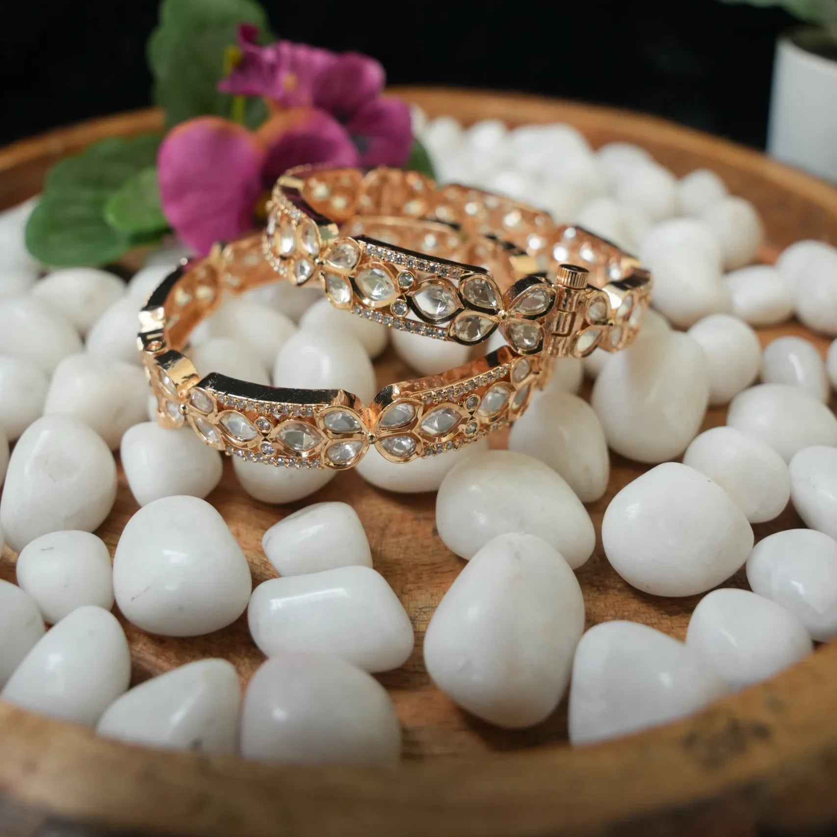 Leela Real Kundan Bangles Set