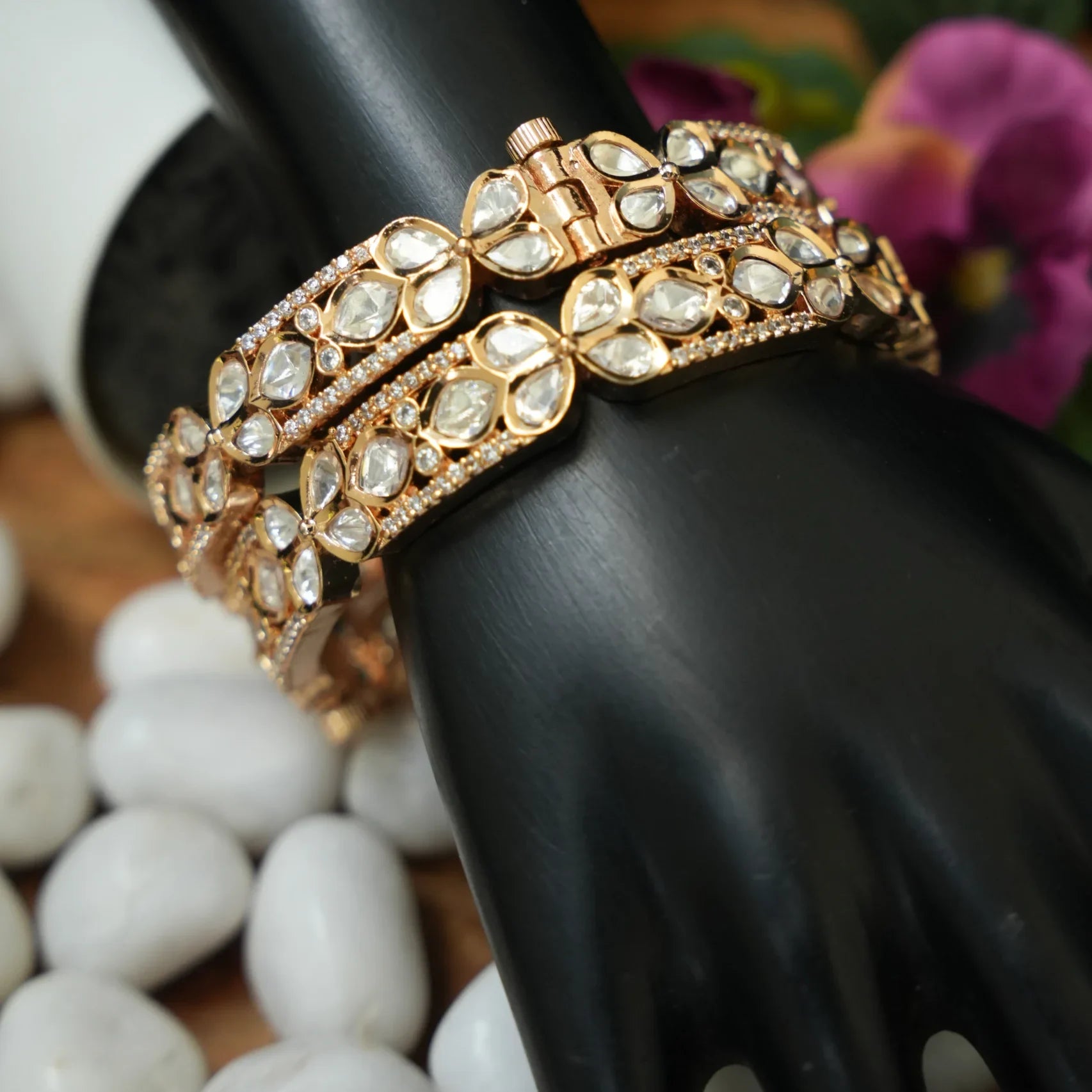 Leela Real Kundan Bangles Set