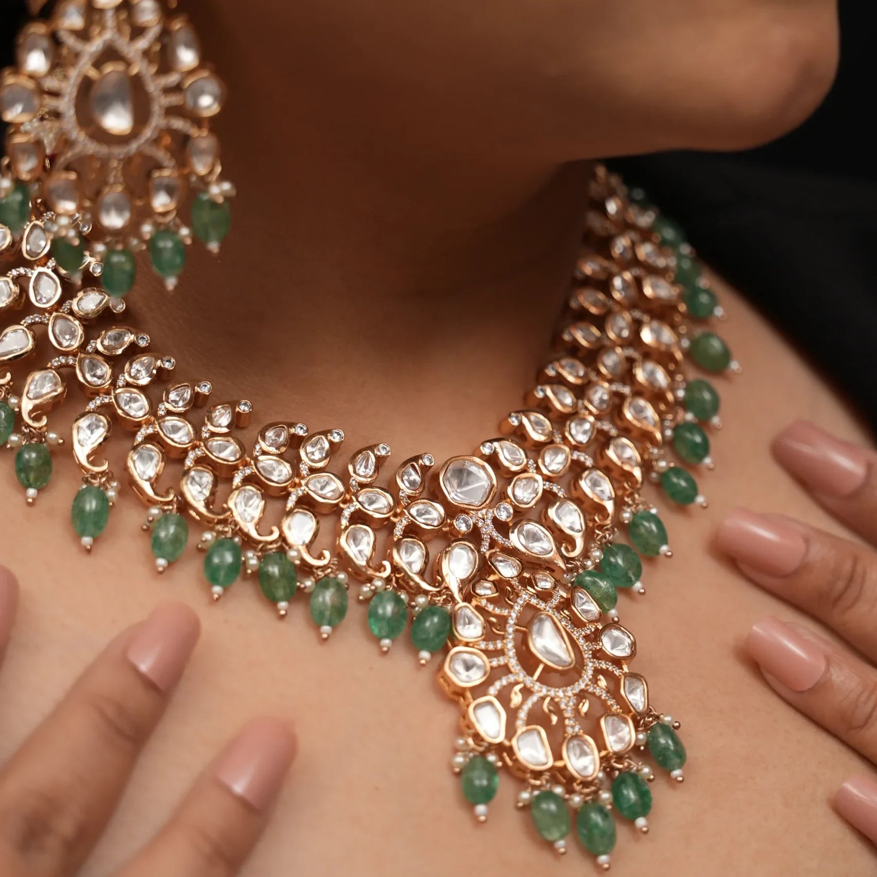 Manaal Bridal Set in Real Kundans