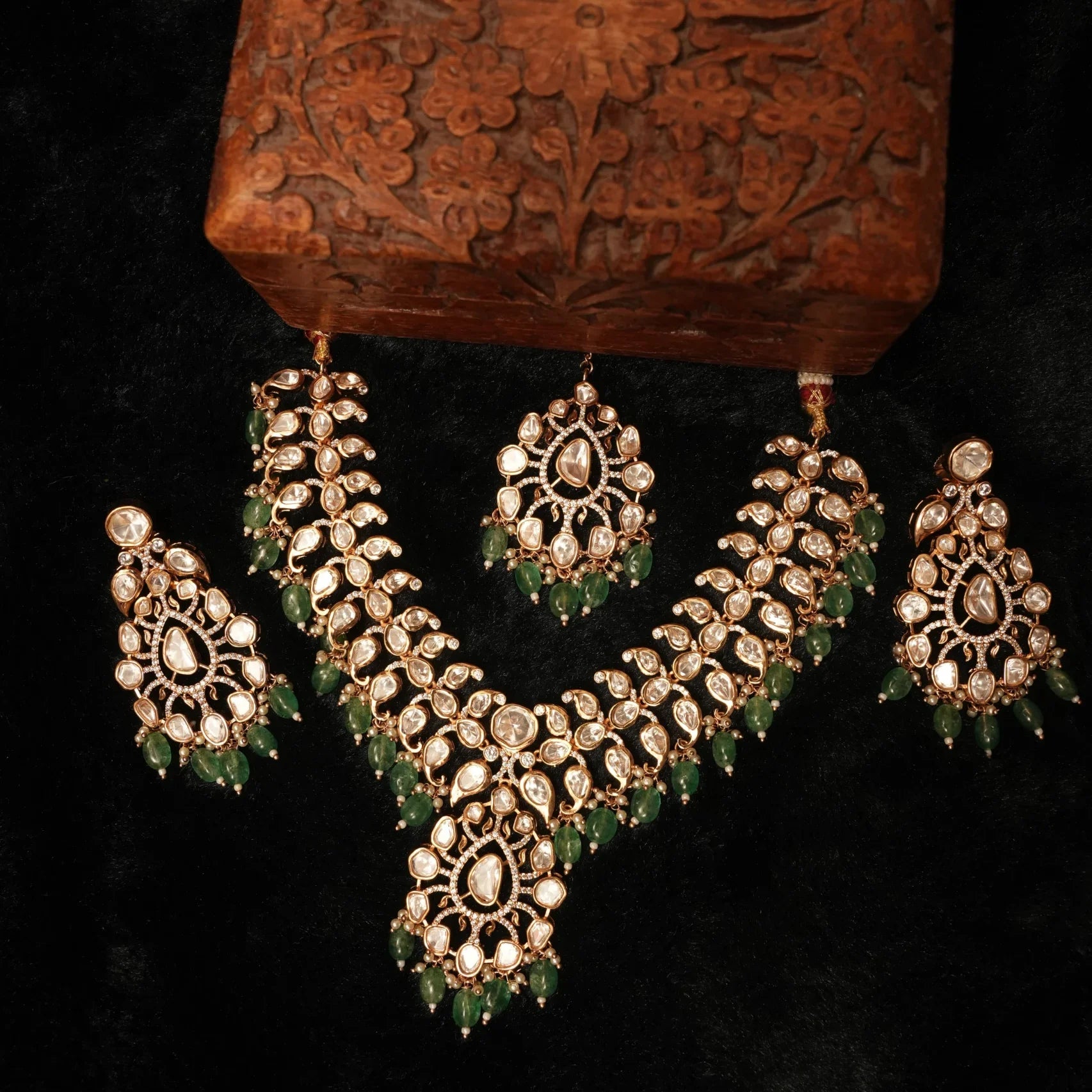 Manaal Bridal Set in Real Kundans