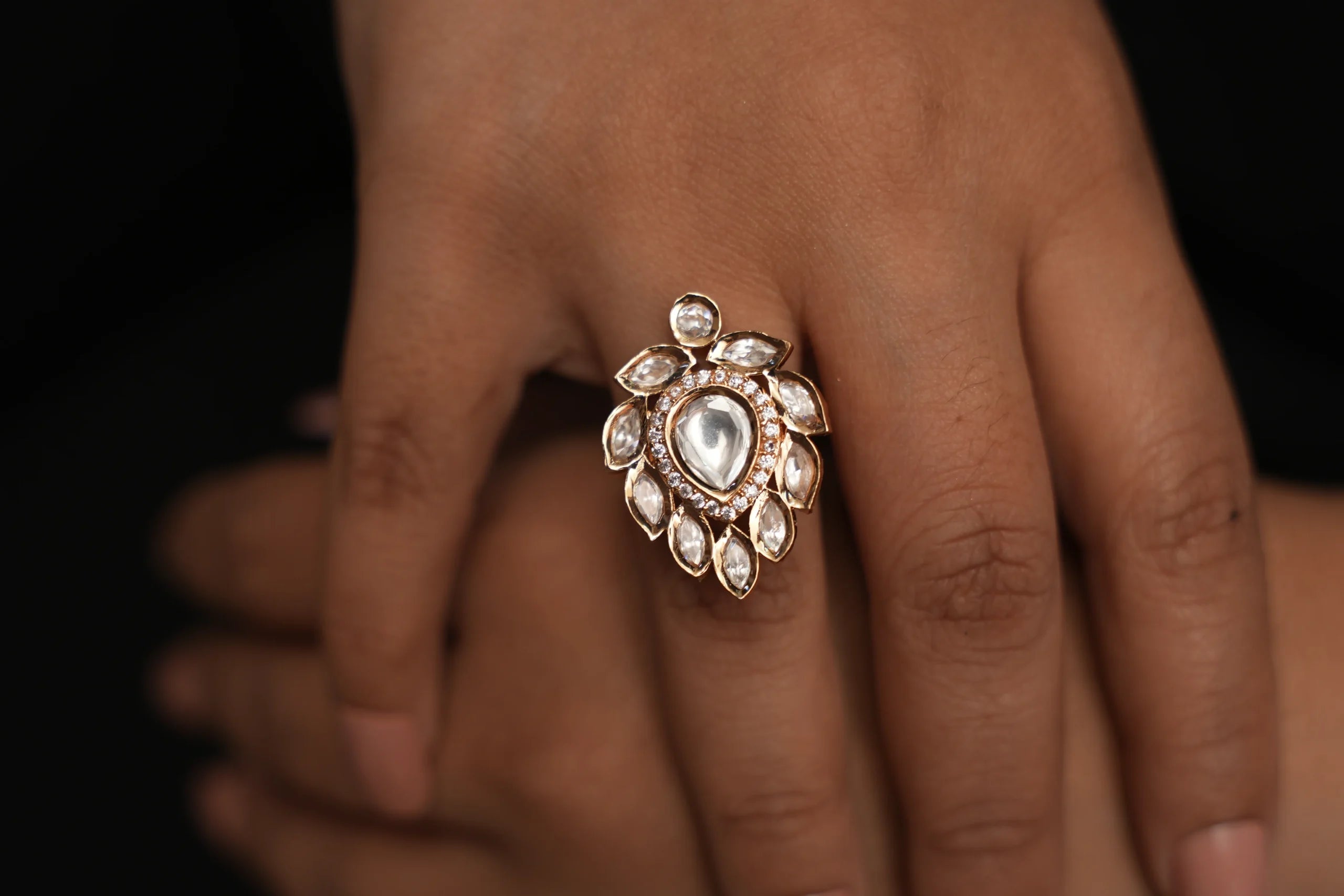 Owaisa Real Kundan Finger Ring