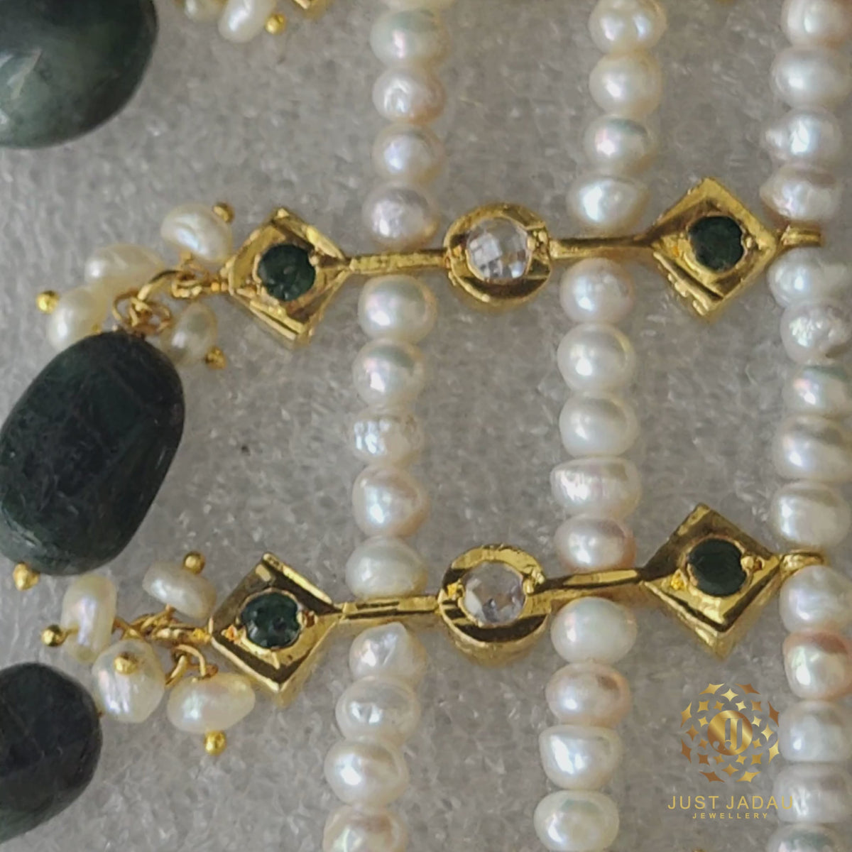 Noor Layerd Haar In Real Emerald And Real Pearls