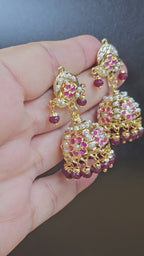 Ruby Blossom Jadau Jhumki