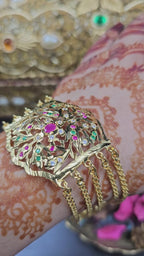 Royal Ruby-Emerald Jadau Hand Bracelet