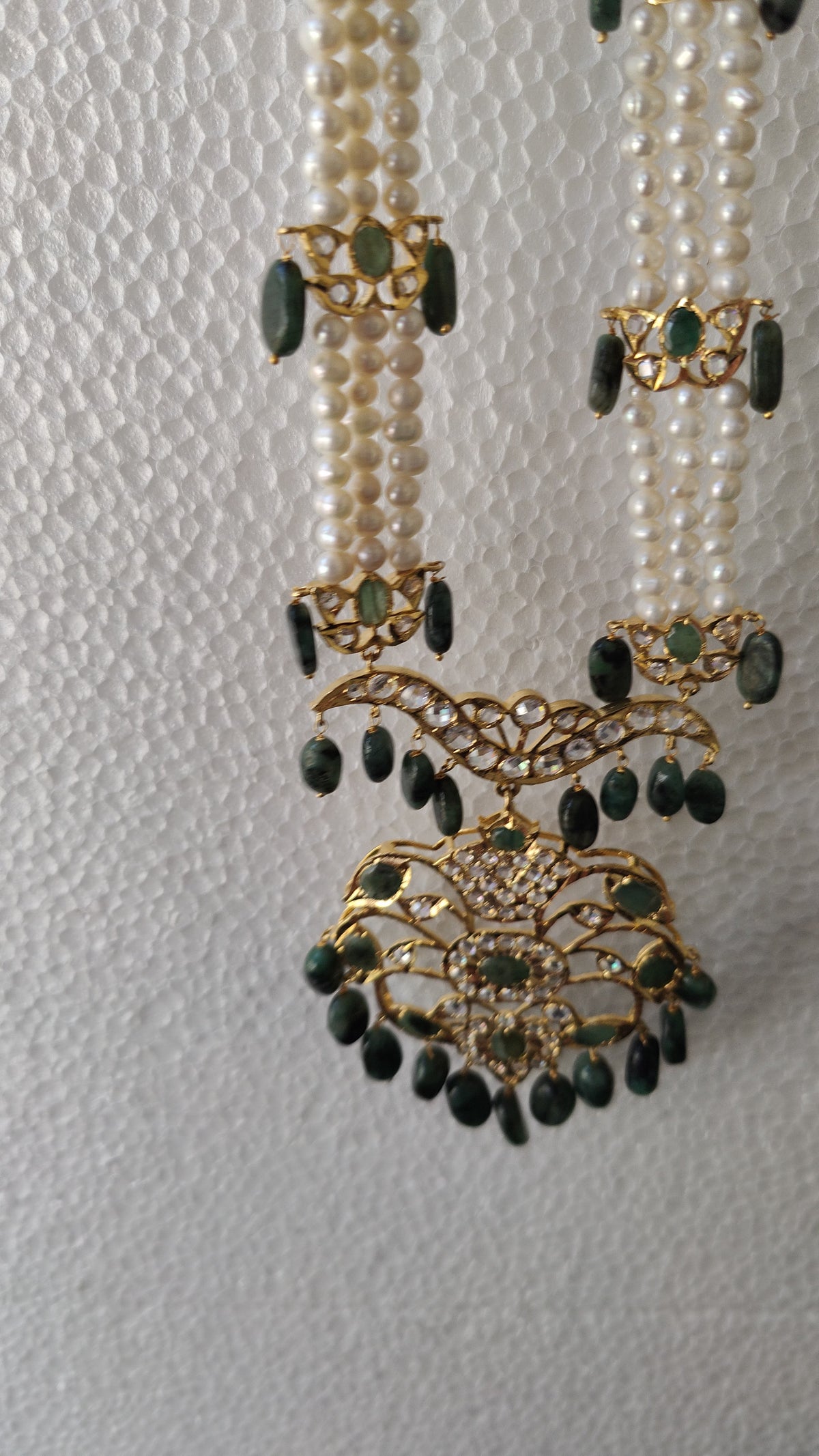 Asif Jahi Haar in Real emerald and Real Pearls