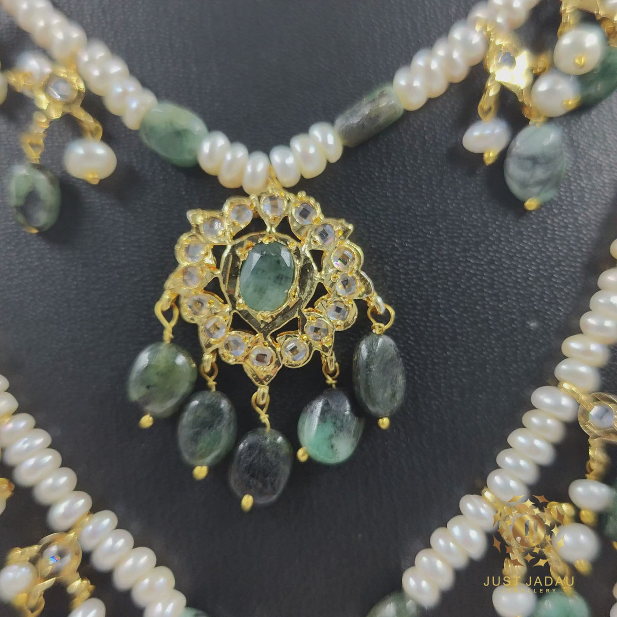 Akbar Satlada In Real Emerald and Real Pearls