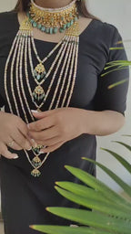 Nazah Satlada Antique Real Pearl & Real Emerald Jadau Necklace
