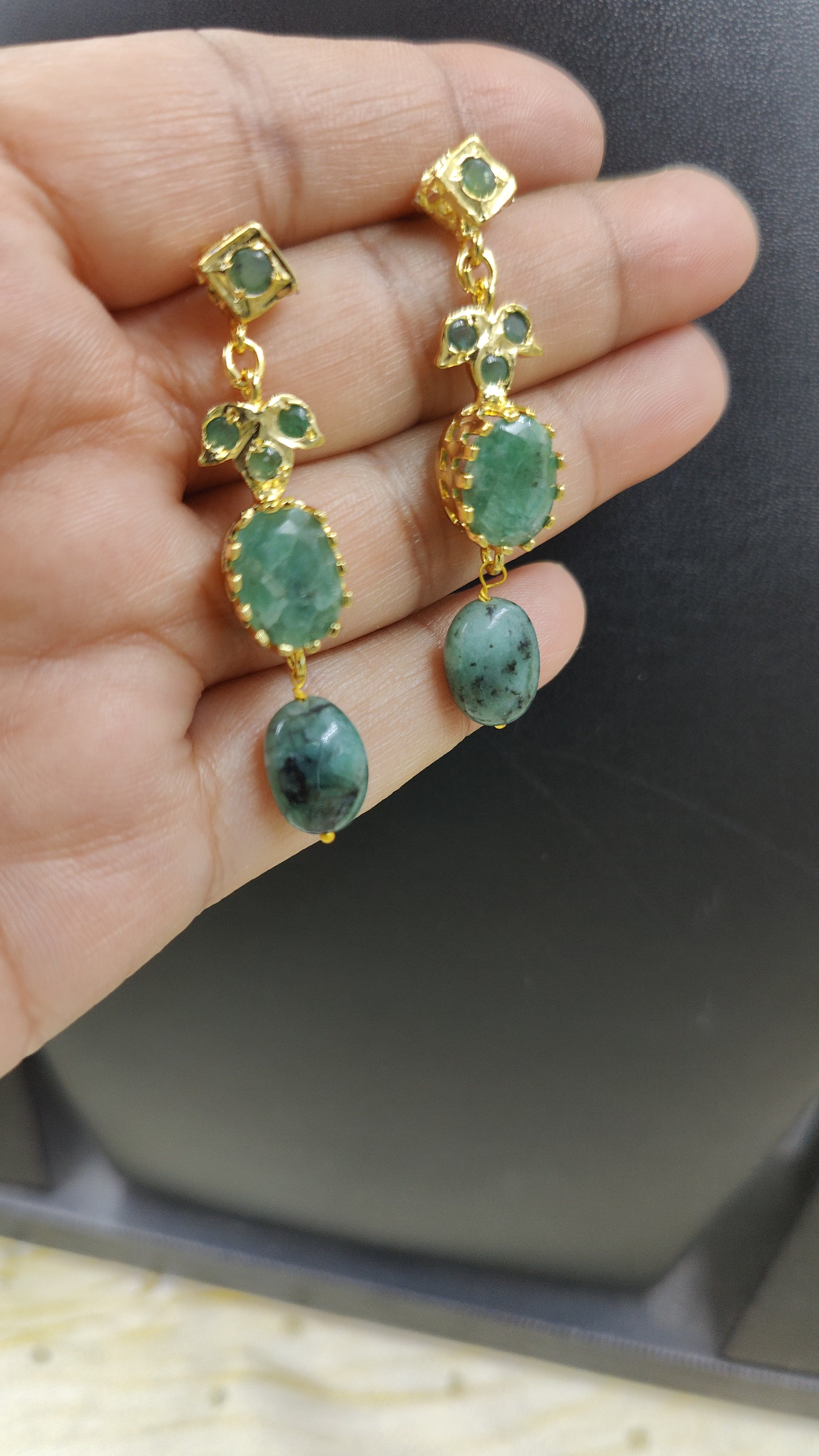 Nayaab Real Emerald Earrings
